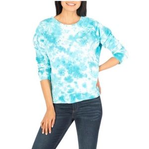 KUT Michaela Tie Dye Sweatshirt In Turquoise/ White large
